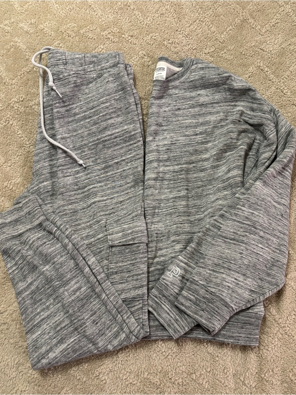 PINK Victoria's Secret Gray Marled Sweatshirt & Jogger Set